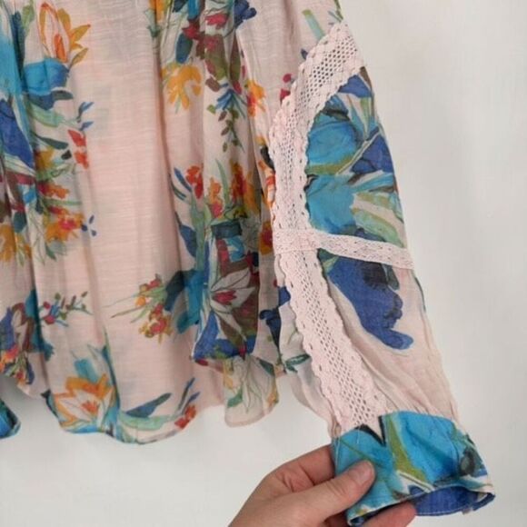 Zac and Rachel Women's Floral Crochet Lace Peasant Top Blouse Multicolor Size XL - Picture 5 of 9